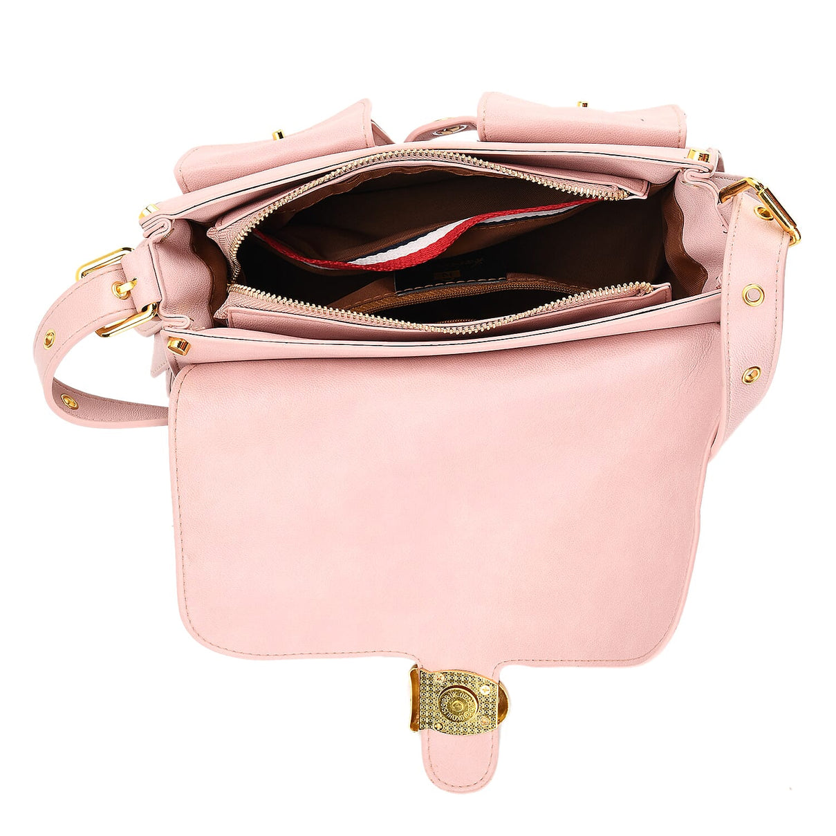 Designer Inspired Cargo Turnlock Soft Tabby Shoulder Bag - Pink V32513178 6