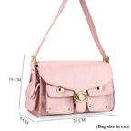 Designer Inspired Cargo Turnlock Soft Tabby Shoulder Bag - Pink
