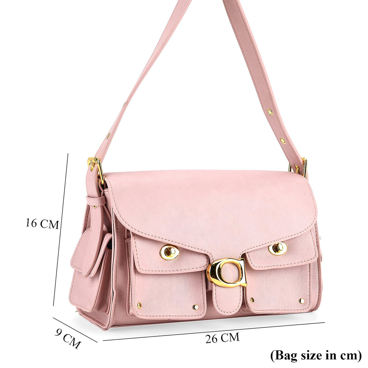 Designer Inspired Cargo Turnlock Soft Tabby Shoulder Bag - Pink V32513178 8