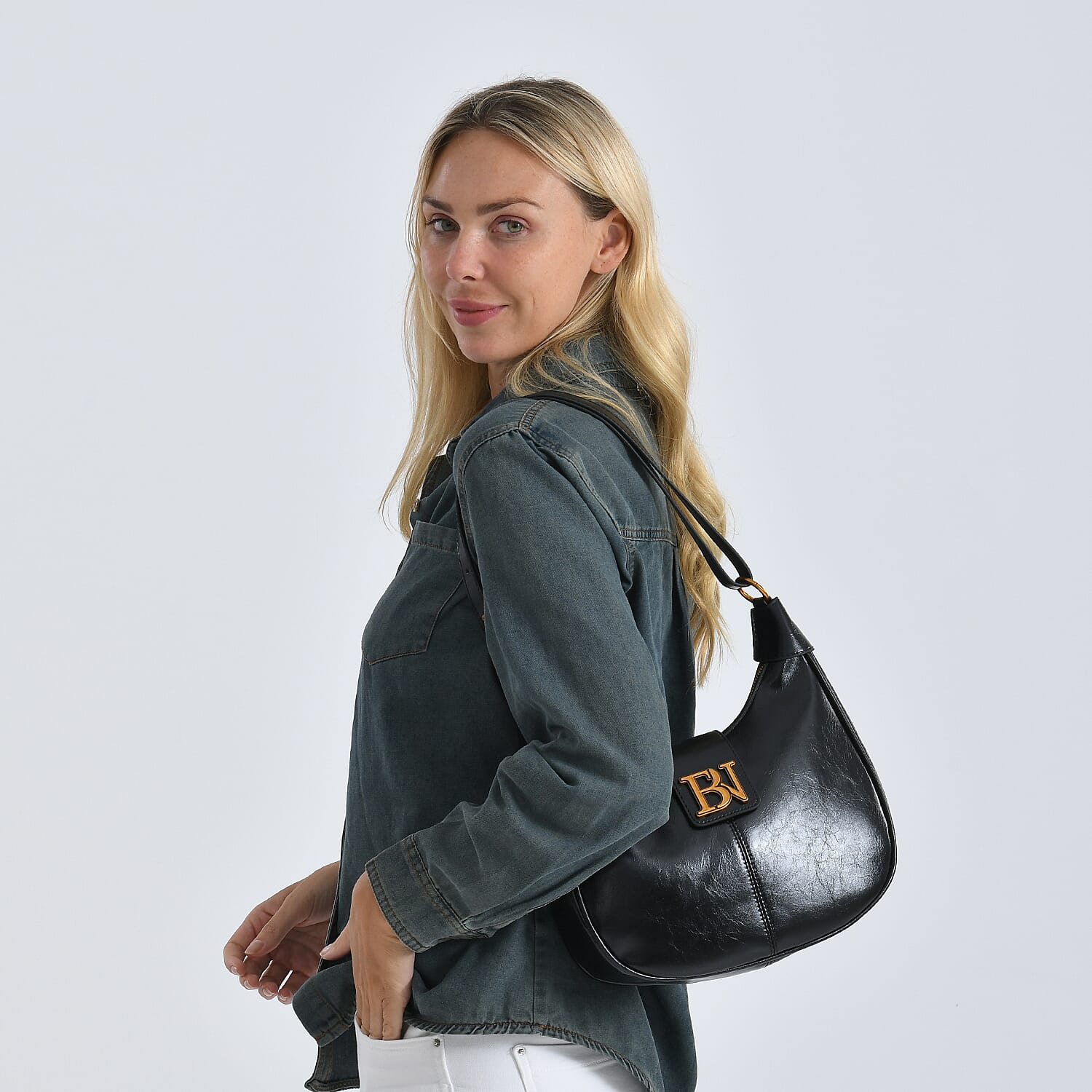 Closeout Deal - Designer Inspired -  Hobo Shoulder Bag - Black V32527013 3