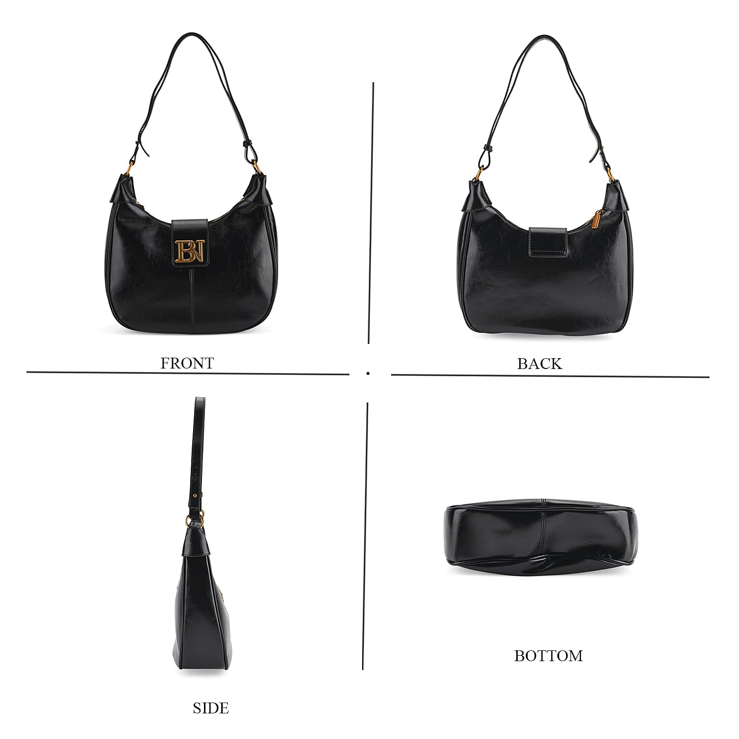 Closeout Deal - Designer Inspired -  Hobo Shoulder Bag - Black V32527013 5