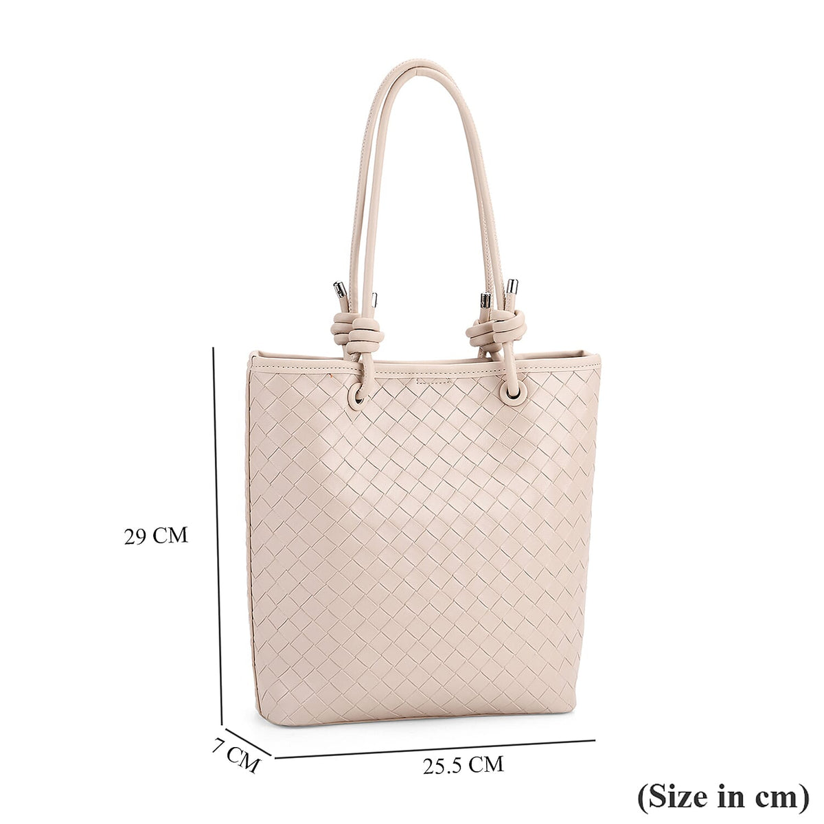 PU Patterned Tote Bag (Size 25x29x7 cm) - Beige &amp; Beige V32578797 7