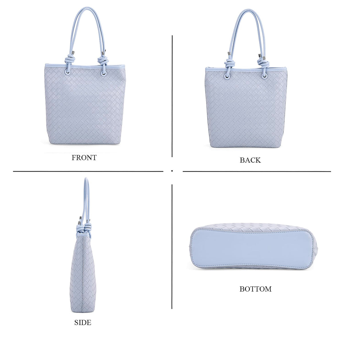PU Patterned Tote Bag (Size 25x29x7 cm) - Blue &amp; Beige V32577347 4
