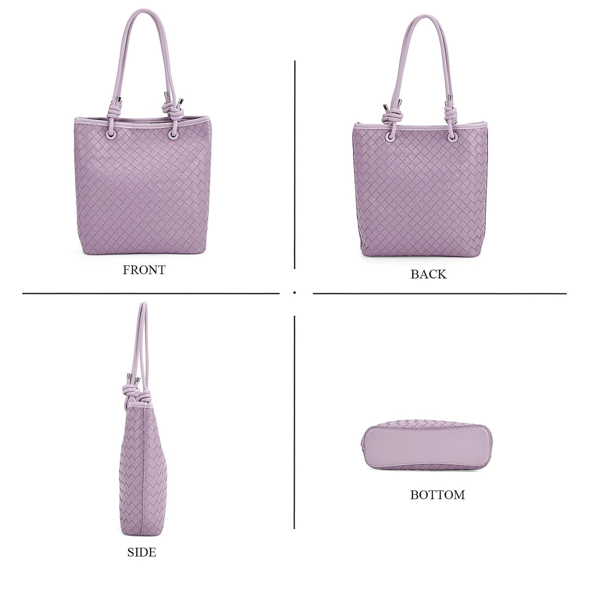PU Patterned Tote Bag (Size 25x29x7 cm) - Purple &amp; Beige V32637674 4