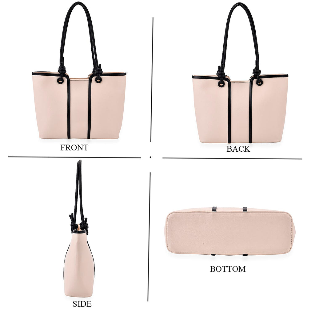 Elegant Two-Tone Tote Handbag for Everyday Use - Black & White