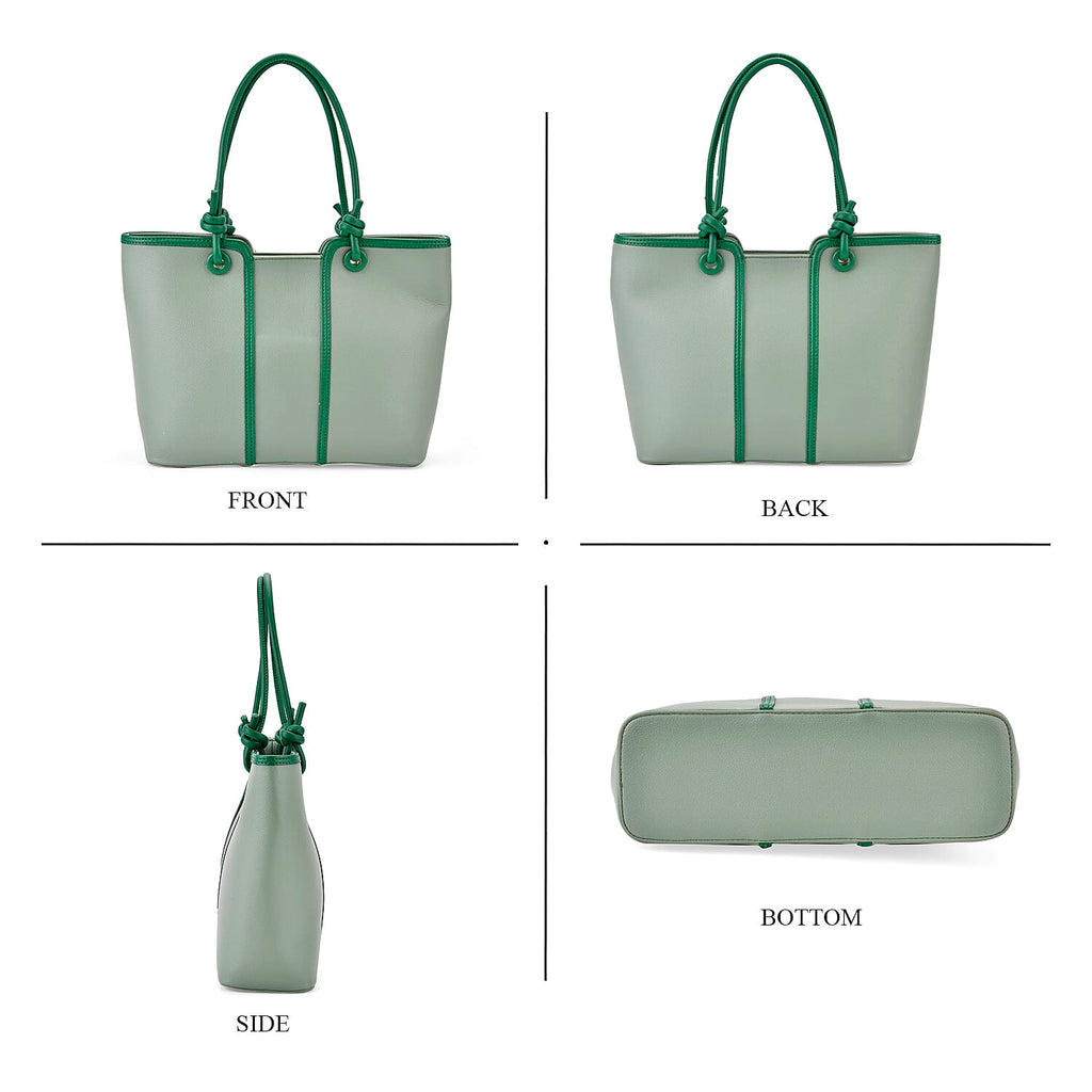 Elegant Two-Tone Tote Handbag for Everyday Use - Green & Dark Green