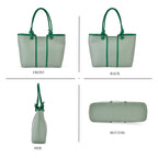 Elegant Two-Tone Tote Handbag for Everyday Use - Green & Dark Green