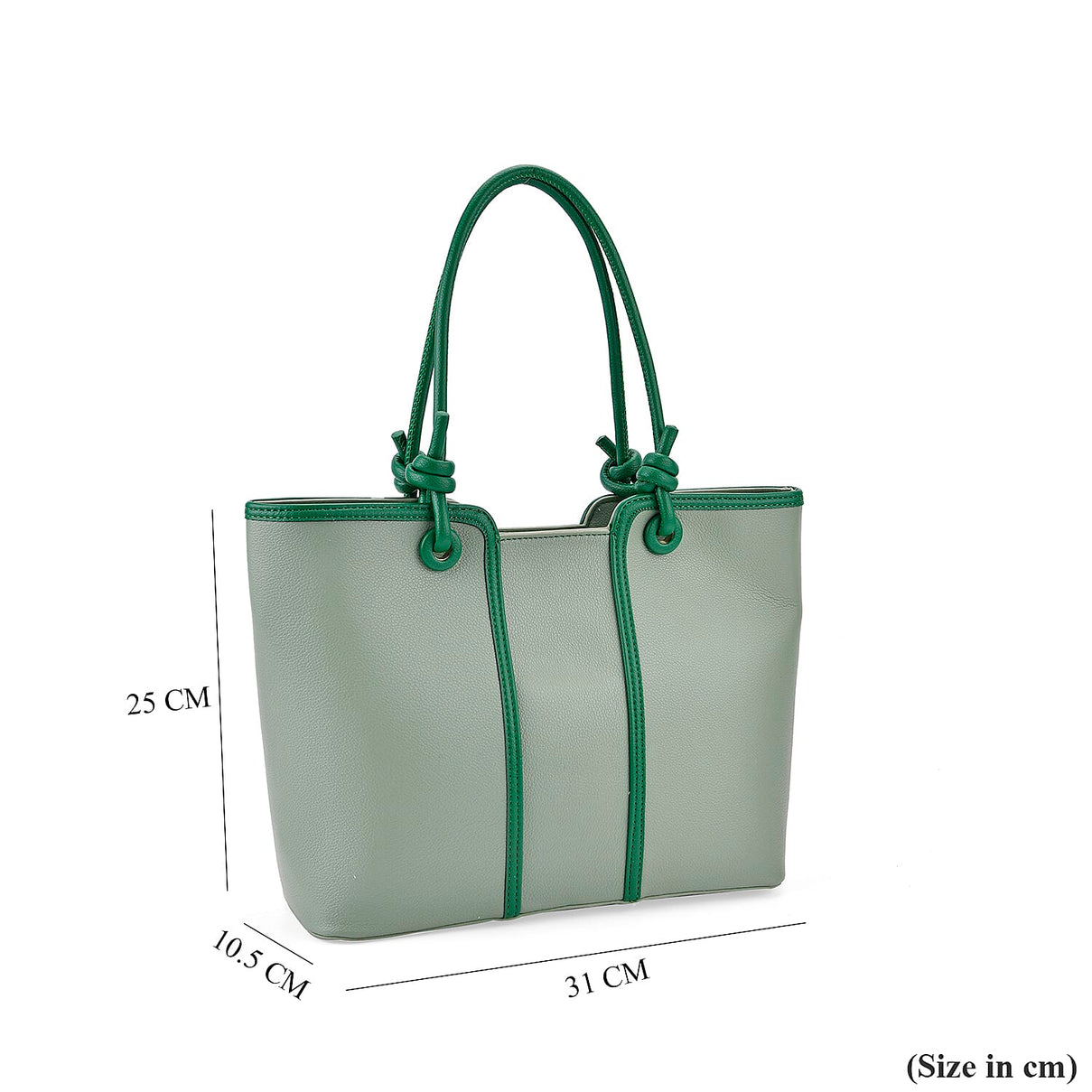 Elegant Two-Tone Tote Handbag for Everyday Use - Green &amp; Dark Green V32527760 7