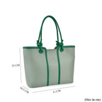 Elegant Two-Tone Tote Handbag for Everyday Use - Green & Dark Green