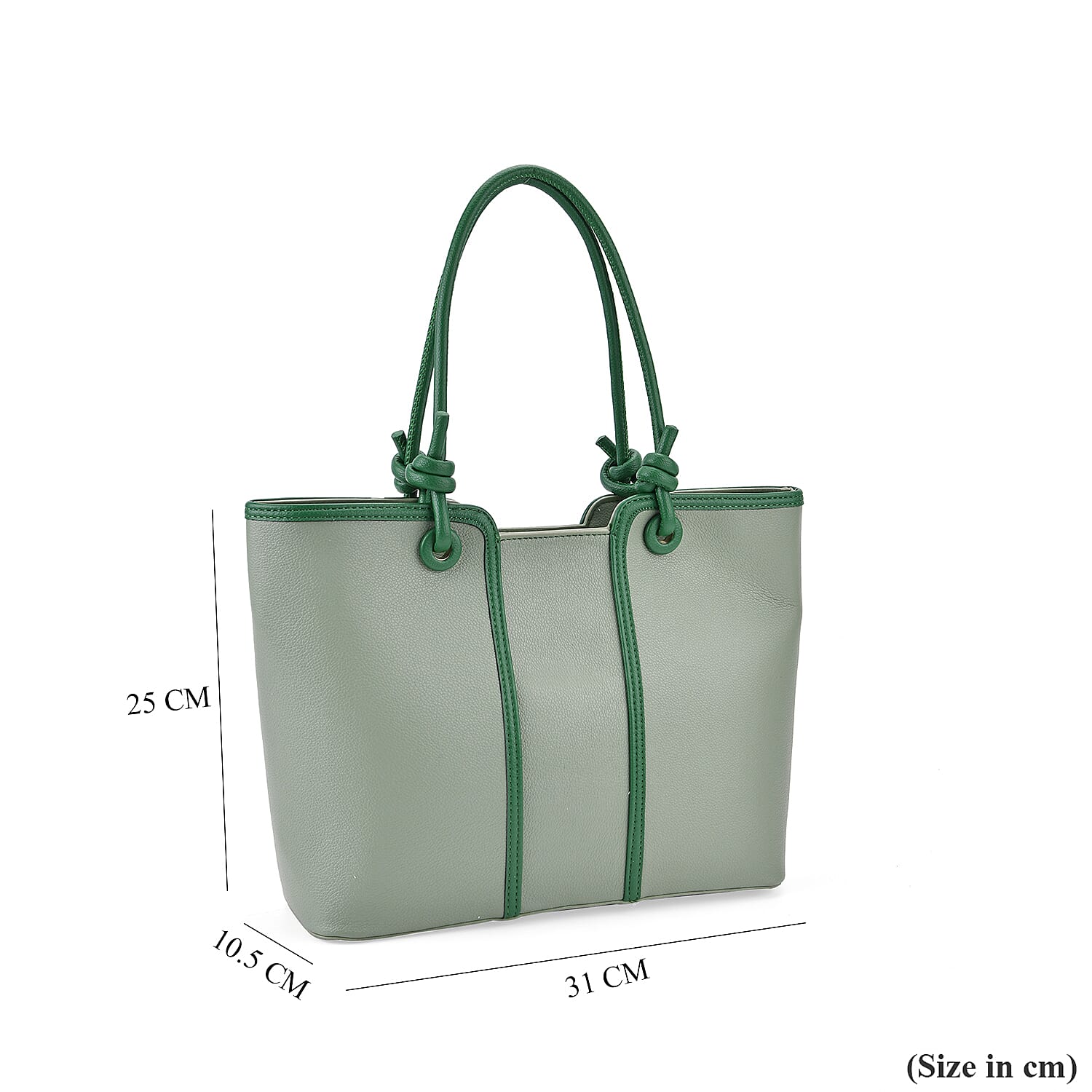 Elegant Two-Tone Tote Handbag for Everyday Use - Green &amp; Dark Green V32527760 7