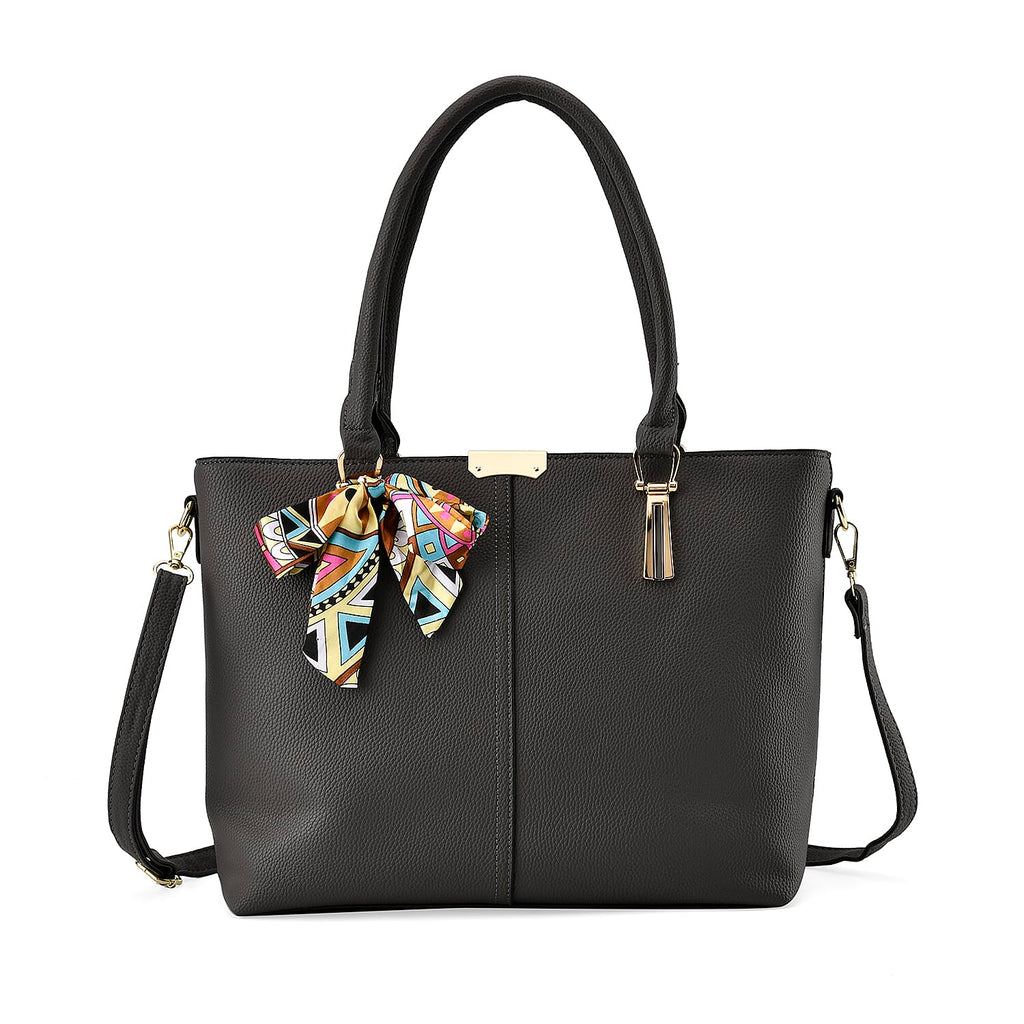 Designer Inspired Patterned Large Tote Bag - Grey