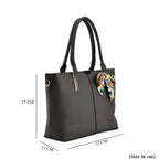 Designer Inspired Patterned Large Tote Bag - Grey