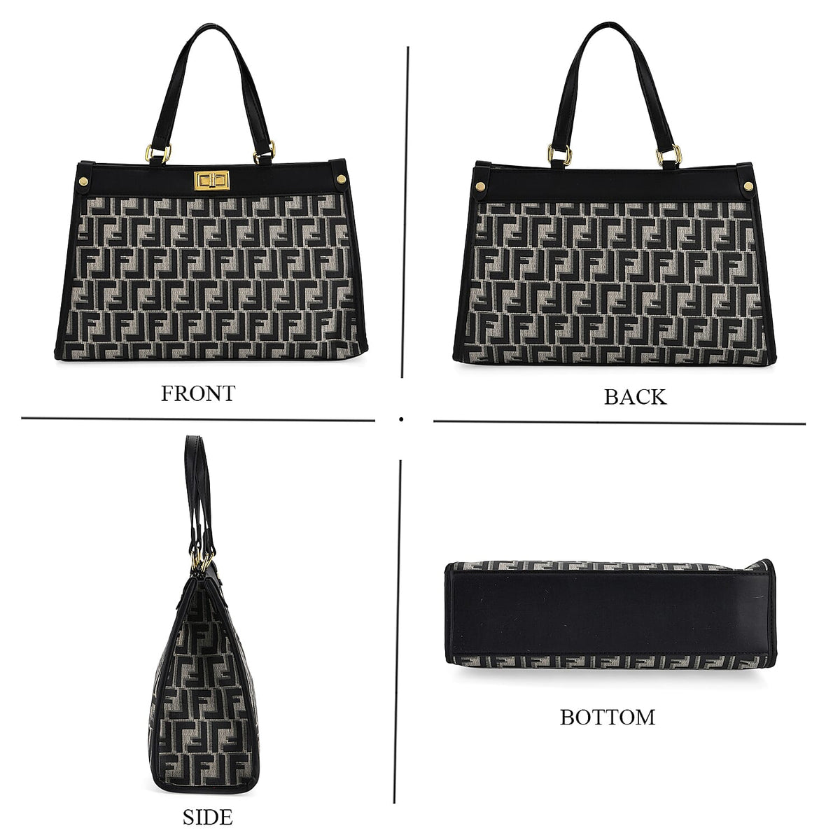 Set of 2 Monogram Tote Bag with Small Matching Bag - Black &amp; Off-White 8223692 5