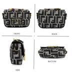 Set of 2 Monogram Tote Bag with Small Matching Bag - Black & Off-White