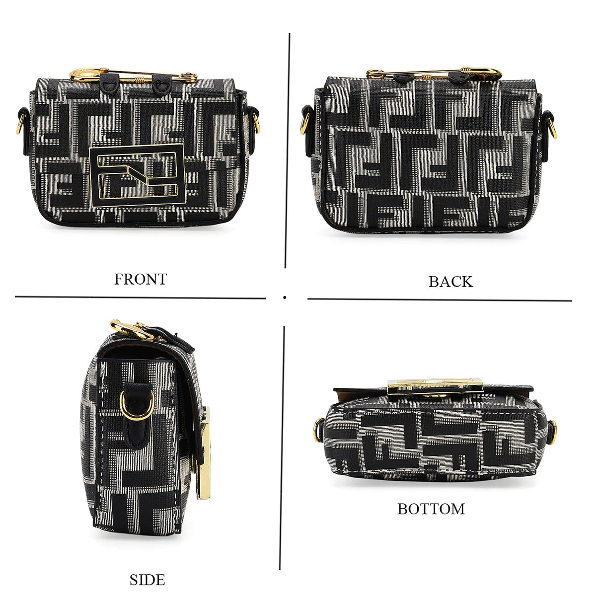 Set of 2 Monogram Tote Bag with Small Matching Bag - Black &amp; Off-White 8223692 8