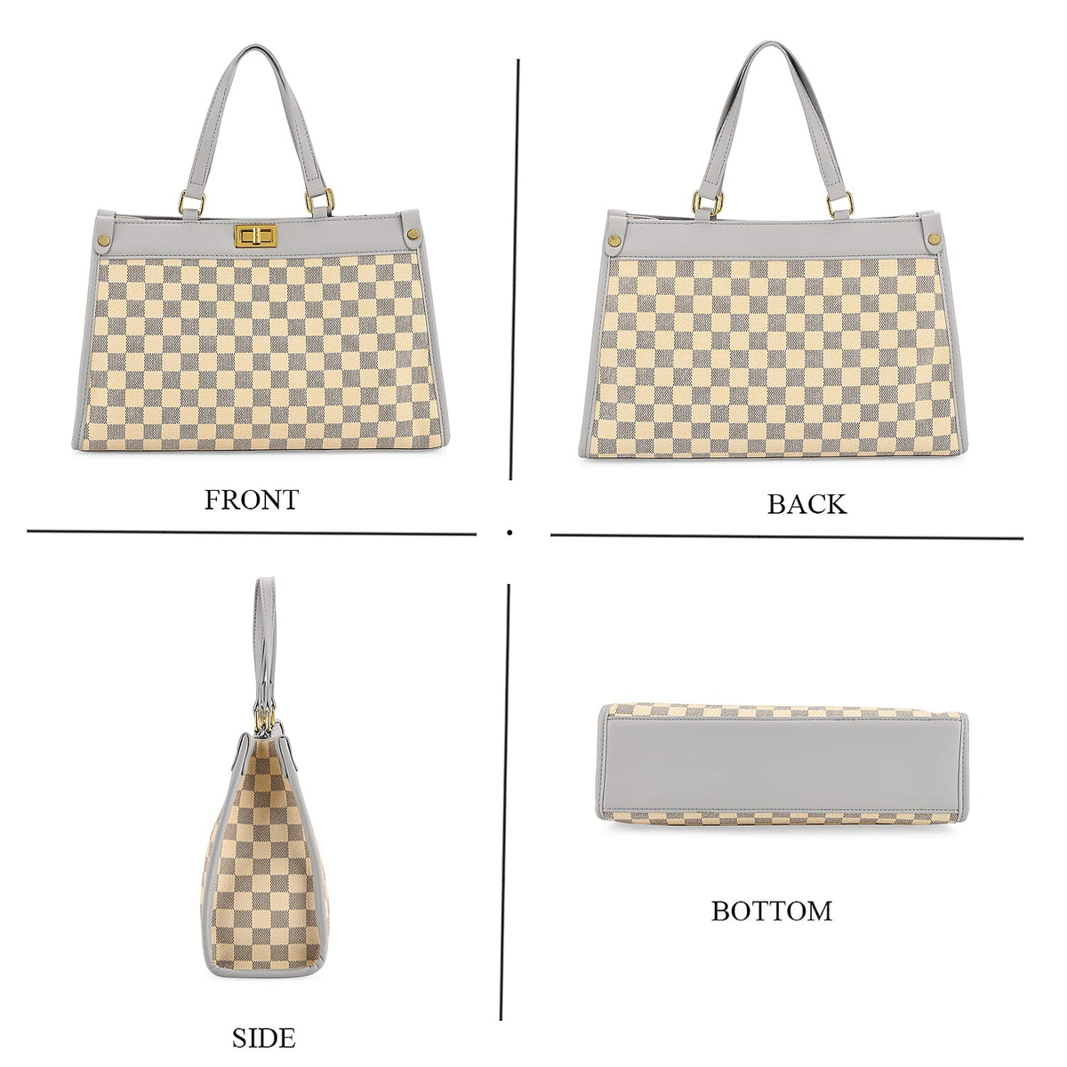 Set of 2 Monogram Tote Bag with Small Matching Bag - Grey &amp; Yellow 8223719 5