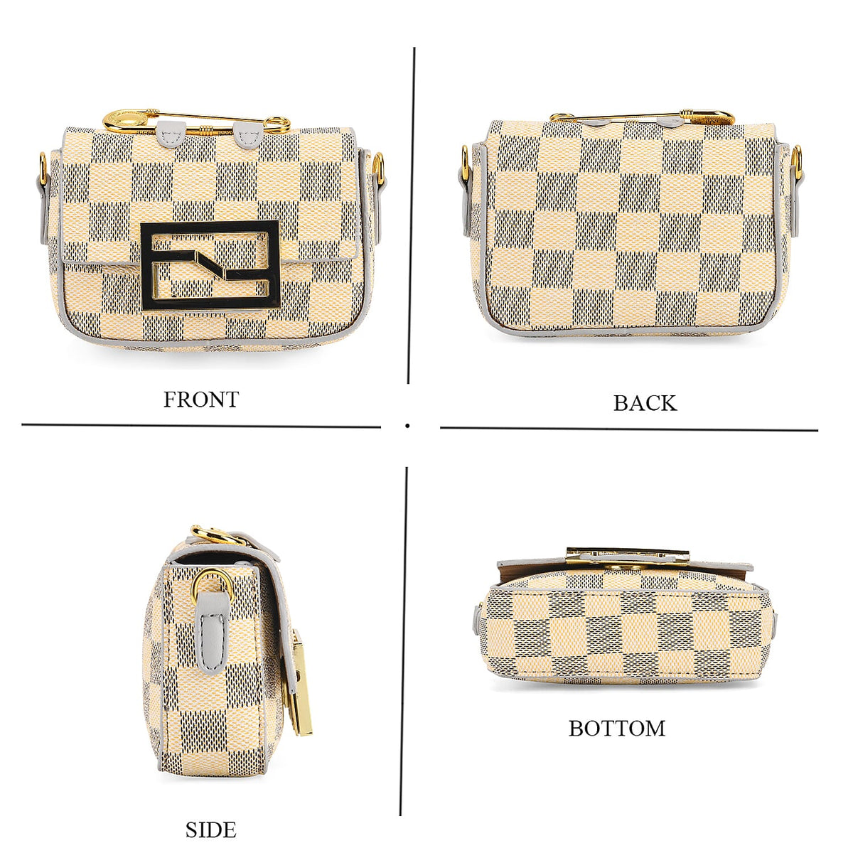 Set of 2 Monogram Tote Bag with Small Matching Bag - Grey &amp; Yellow 8223719 8
