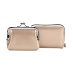 2-in-1 Wristlet Gold RFID Classic Kiss-Lock Wallet