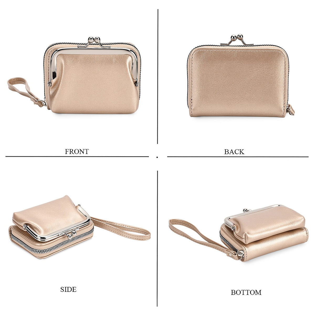 2-in-1 Wristlet Gold RFID Classic Kiss-Lock Wallet 8037095 4