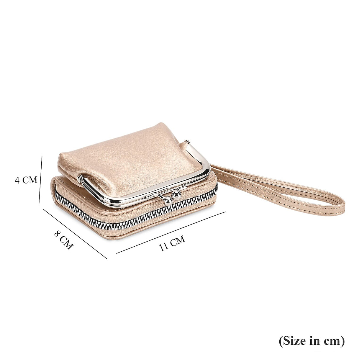 2-in-1 Wristlet Gold RFID Classic Kiss-Lock Wallet 8037095 7