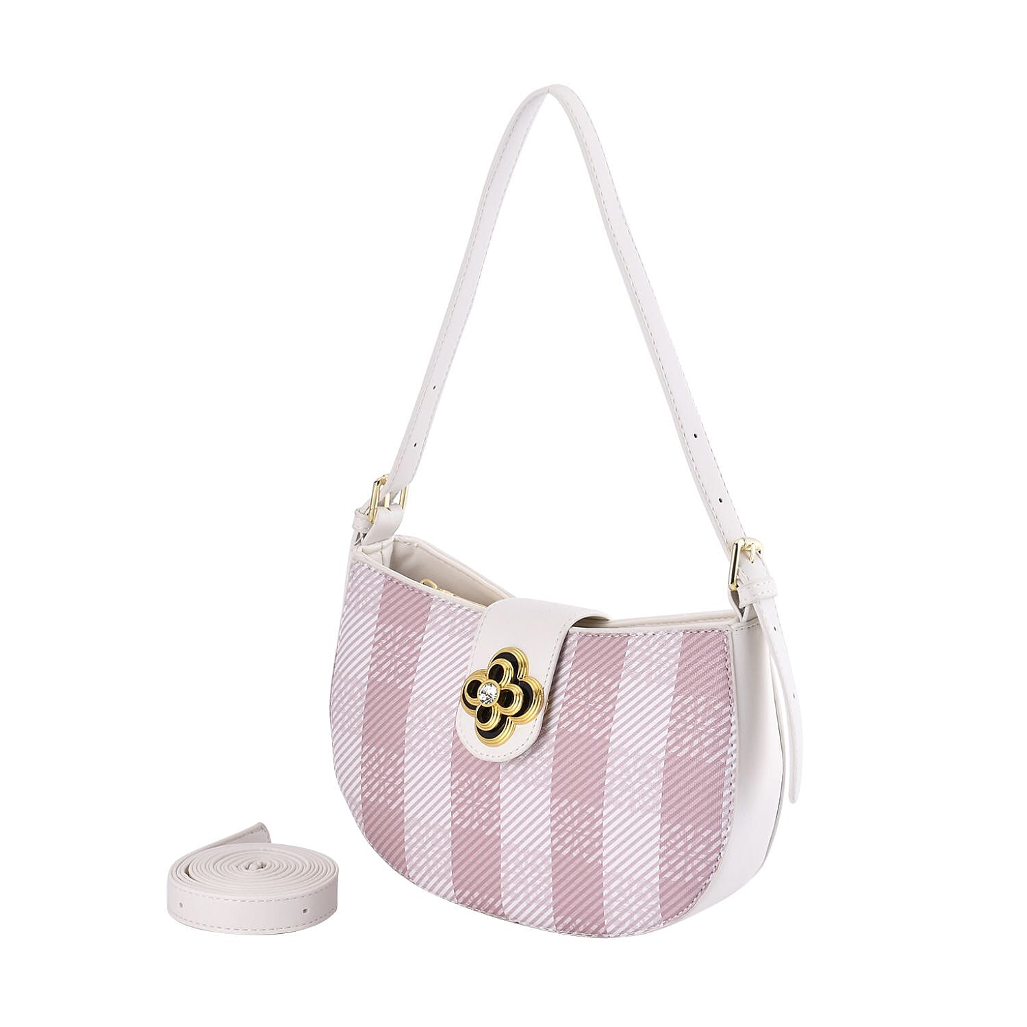 Closeout Deal Checkered Pattern Shoulder Bag - Pink &amp; White 7545890 0