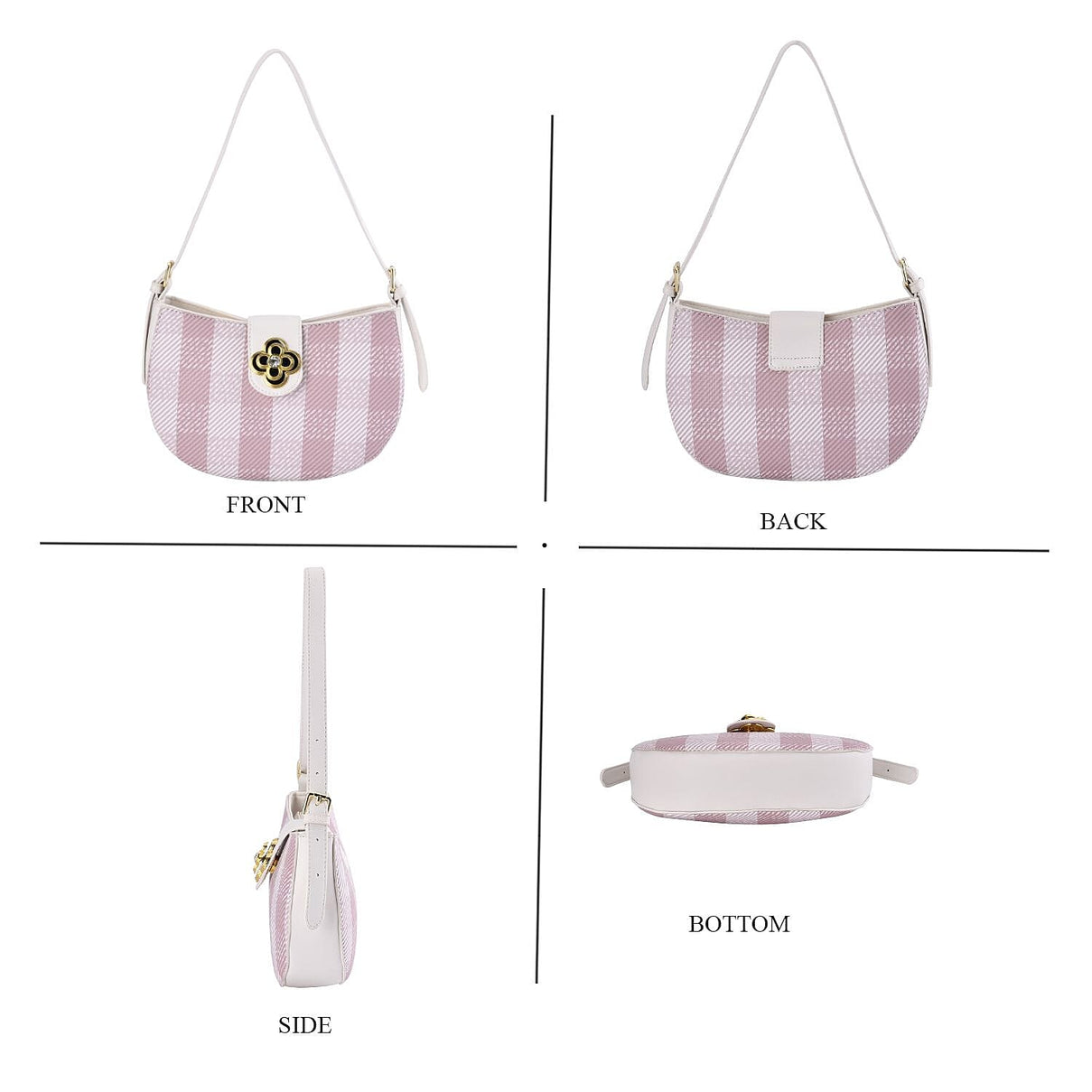Closeout Deal Checkered Pattern Shoulder Bag - Pink &amp; White 7545890 3