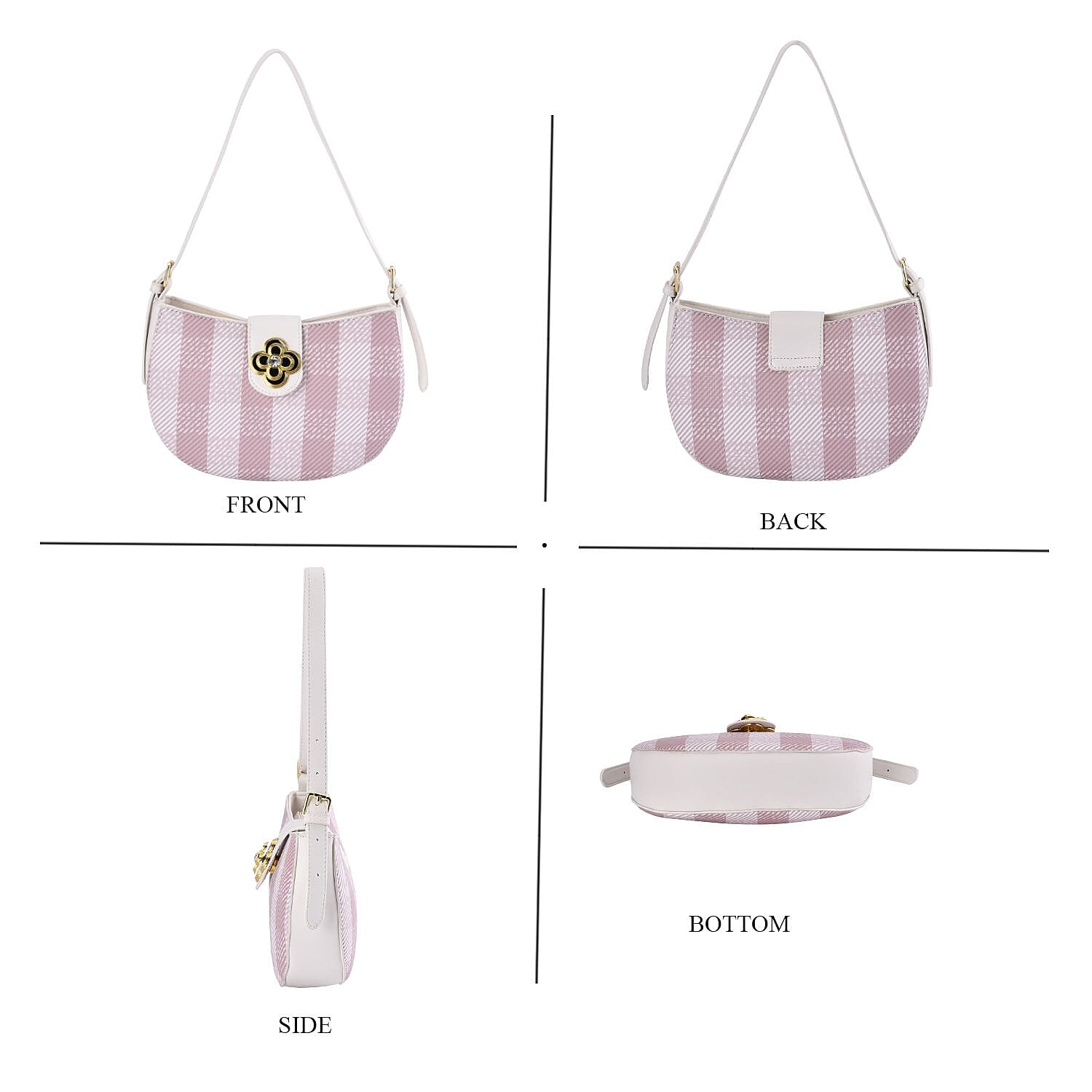 Closeout Deal Checkered Pattern Shoulder Bag - Pink &amp; White 7545890 3
