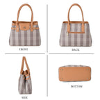 Designer Inspired Closeout - Plaid Crossbody Bag With Handle Drop - Tan