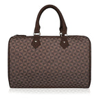 Barrel Shaped Holdall Handbag with Detachable Strap - Brown