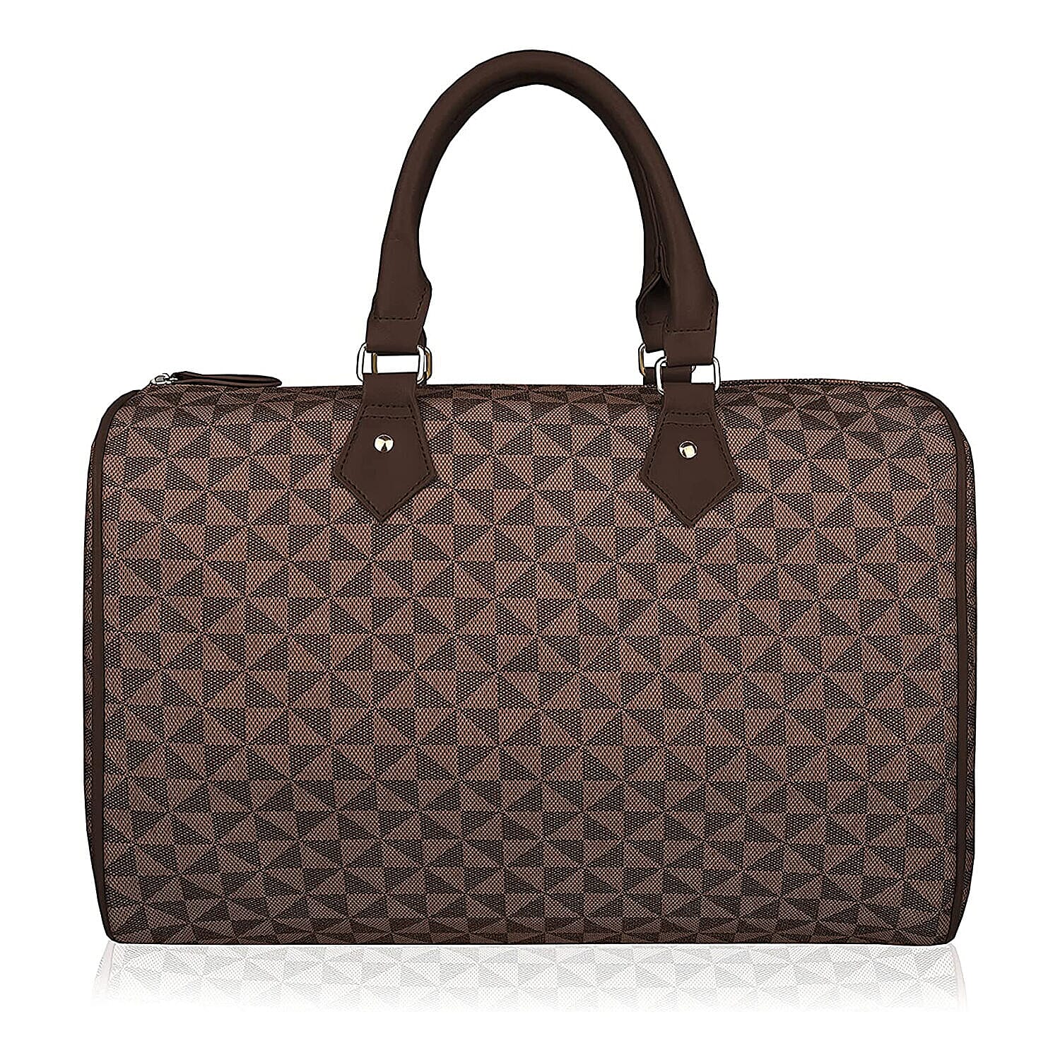 Barrel Shaped Handbag with Detachable Strap - Brown 7389183 0