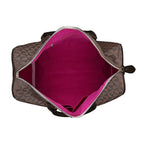 Barrel Shaped Holdall Handbag with Detachable Strap - Brown