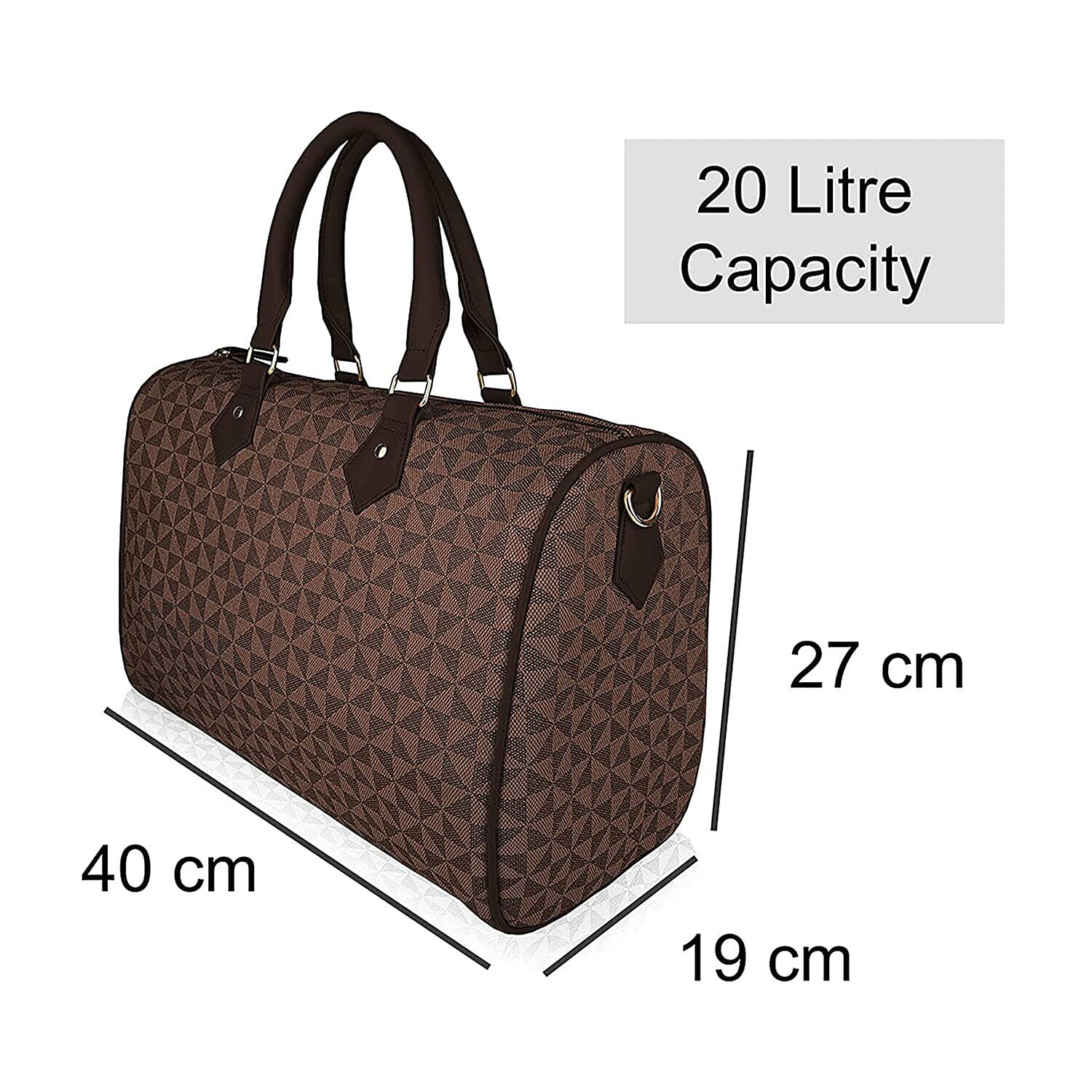 Barrel Shaped Handbag with Detachable Strap - Brown 7389183 4
