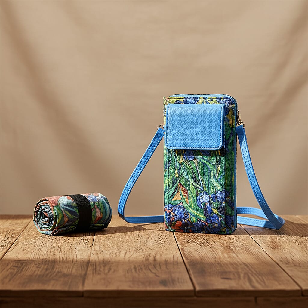 2-in-1 Printed Wallet &amp; Foldable Bag - Blue &amp; Light Blue 8252673 2