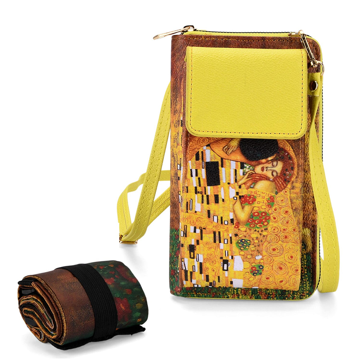2-in-1 Printed Wallet &amp; Foldable Bag - Yellow &amp; Light Blue V32512388 0
