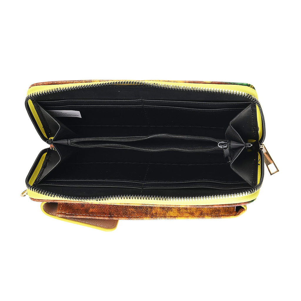 2-in-1 Kissing Print RFID Crossbody Wallet & Foldable Bag - Yellow