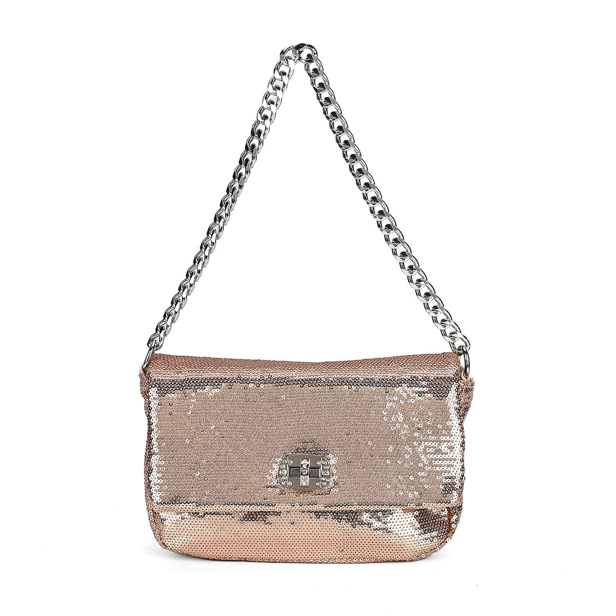 PU Sequin Crossbody Bag (Size 25x8x16 cm) - Champagne &amp; AB V32646786 6
