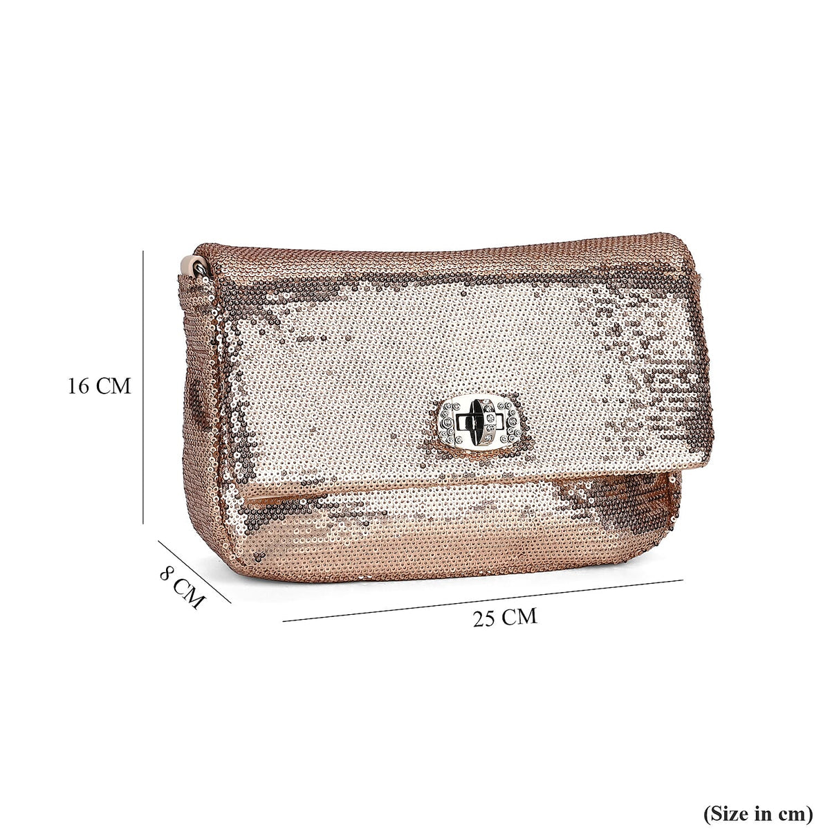 PU Sequin Crossbody Bag (Size 25x8x16 cm) - Champagne &amp; AB V32646786 12