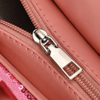 Leatherette Sequin Crossbody Bag with 2 Metal Chain - Pink