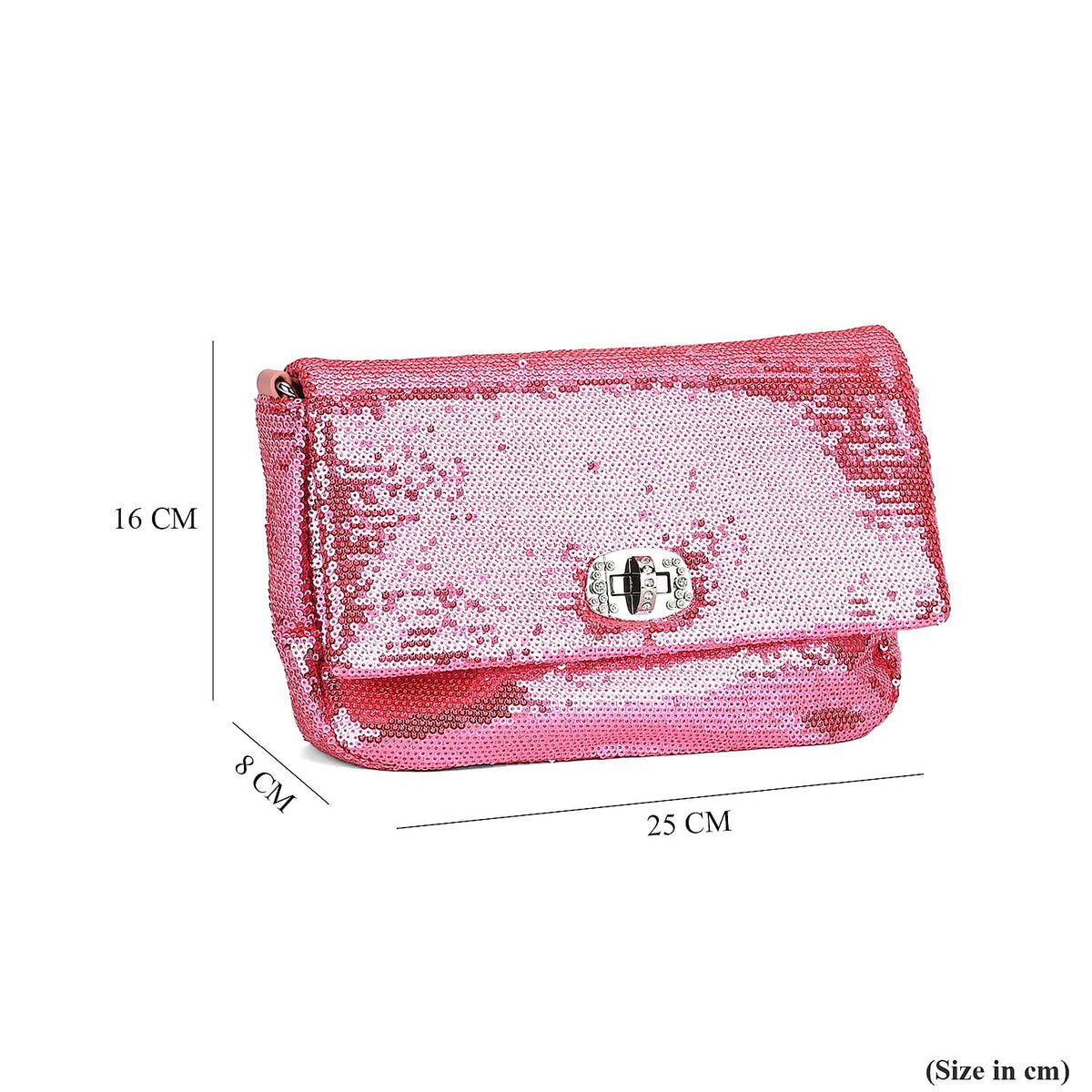 PU Sequin Crossbody Bag (Size 25x8x16 cm) - Pink &amp; AB V32582453 12