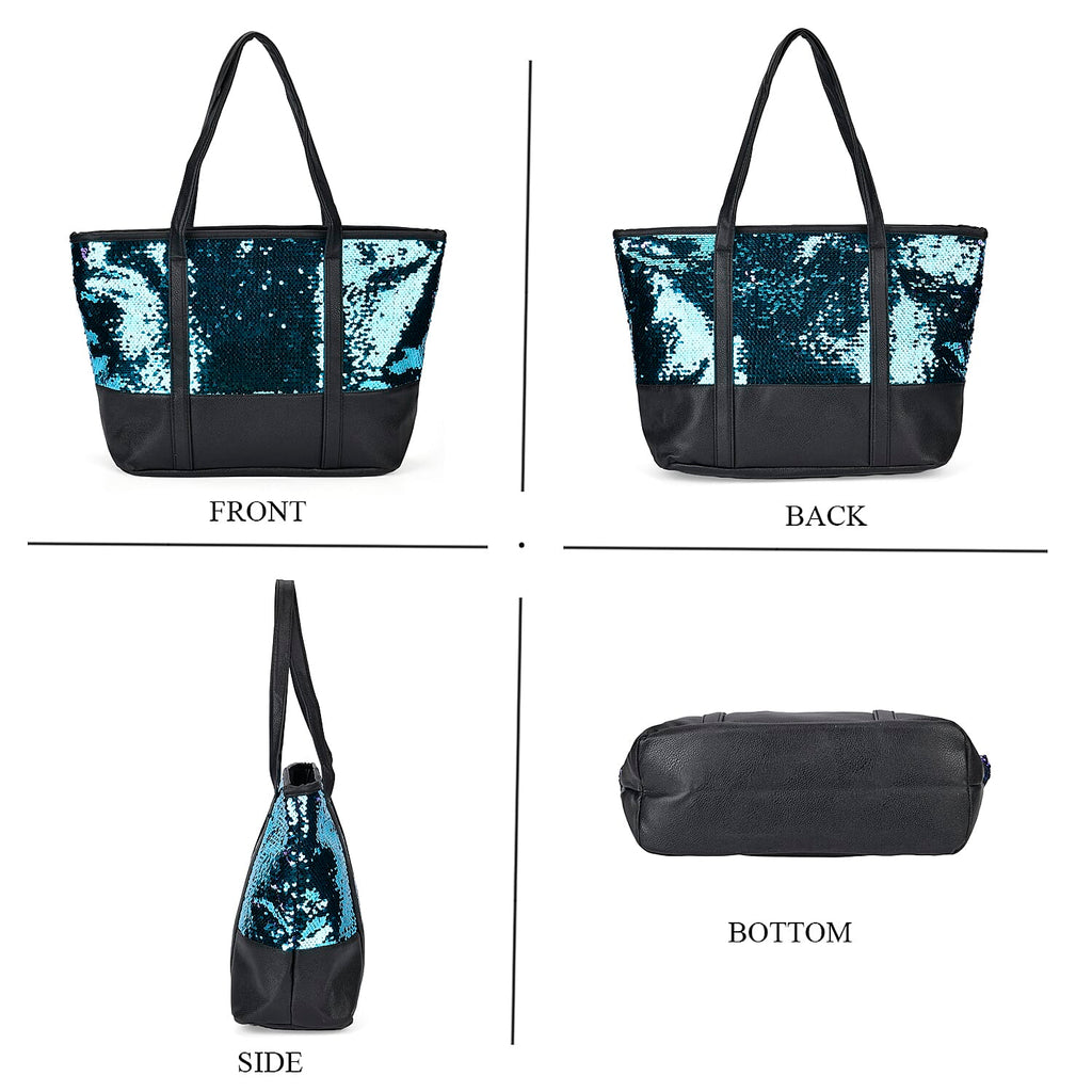 Sequin Tote Bag (Size 45x14x29 cm) - Teal