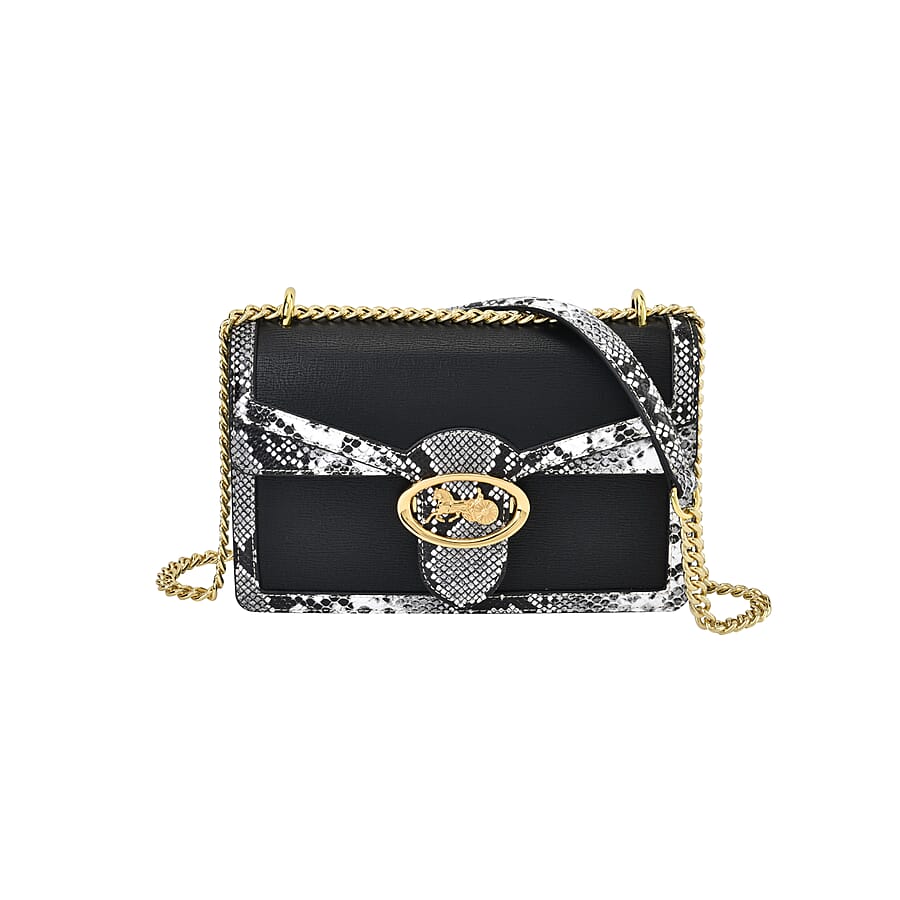 New Designer Launch GUANCHI New York Snakeskin Pattern Crossbody Bag  - Black &amp; White 7567588 0