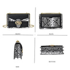 New Designer Launch GUANCHI New York Snakeskin Pattern Crossbody Bag  - Black - White