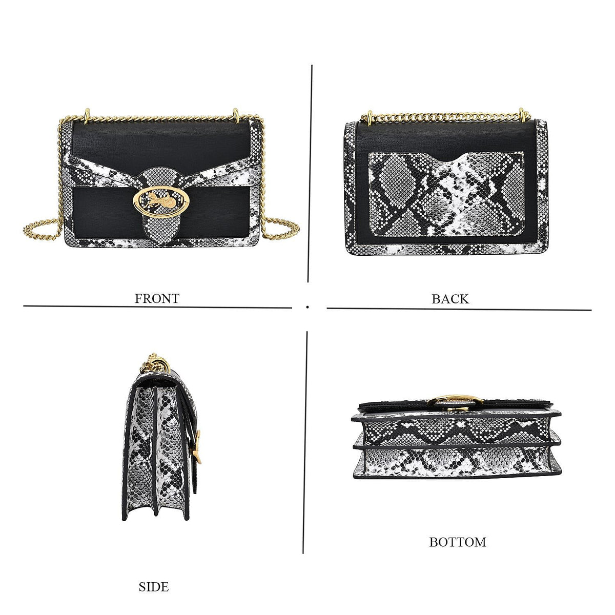 New Designer Launch GUANCHI New York Snakeskin Pattern Crossbody Bag  - Black &amp; White 7567588 1