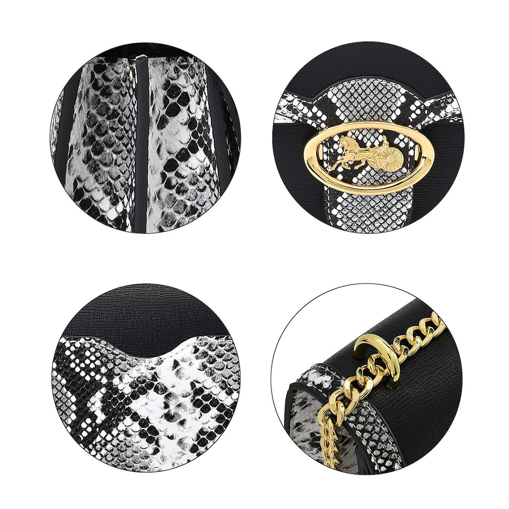 New Designer Launch GUANCHI New York Snakeskin Pattern Crossbody Bag  - Black - White