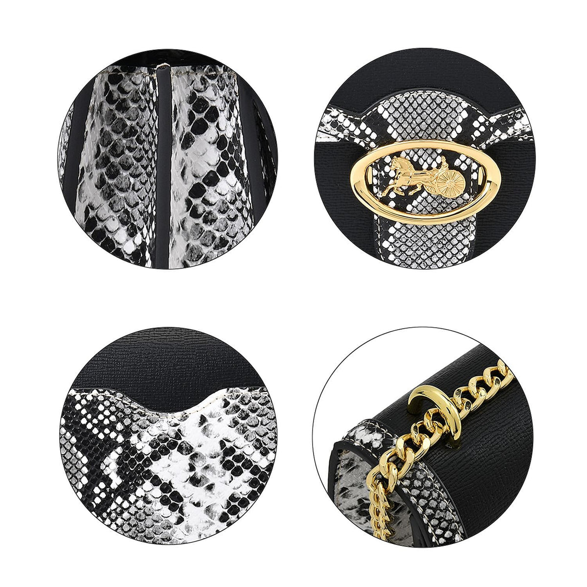 New Designer Launch GUANCHI New York Snakeskin Pattern Crossbody Bag  - Black &amp; White 7567588 3