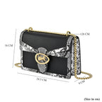 New Designer Launch GUANCHI New York Snakeskin Pattern Crossbody Bag  - Black - White