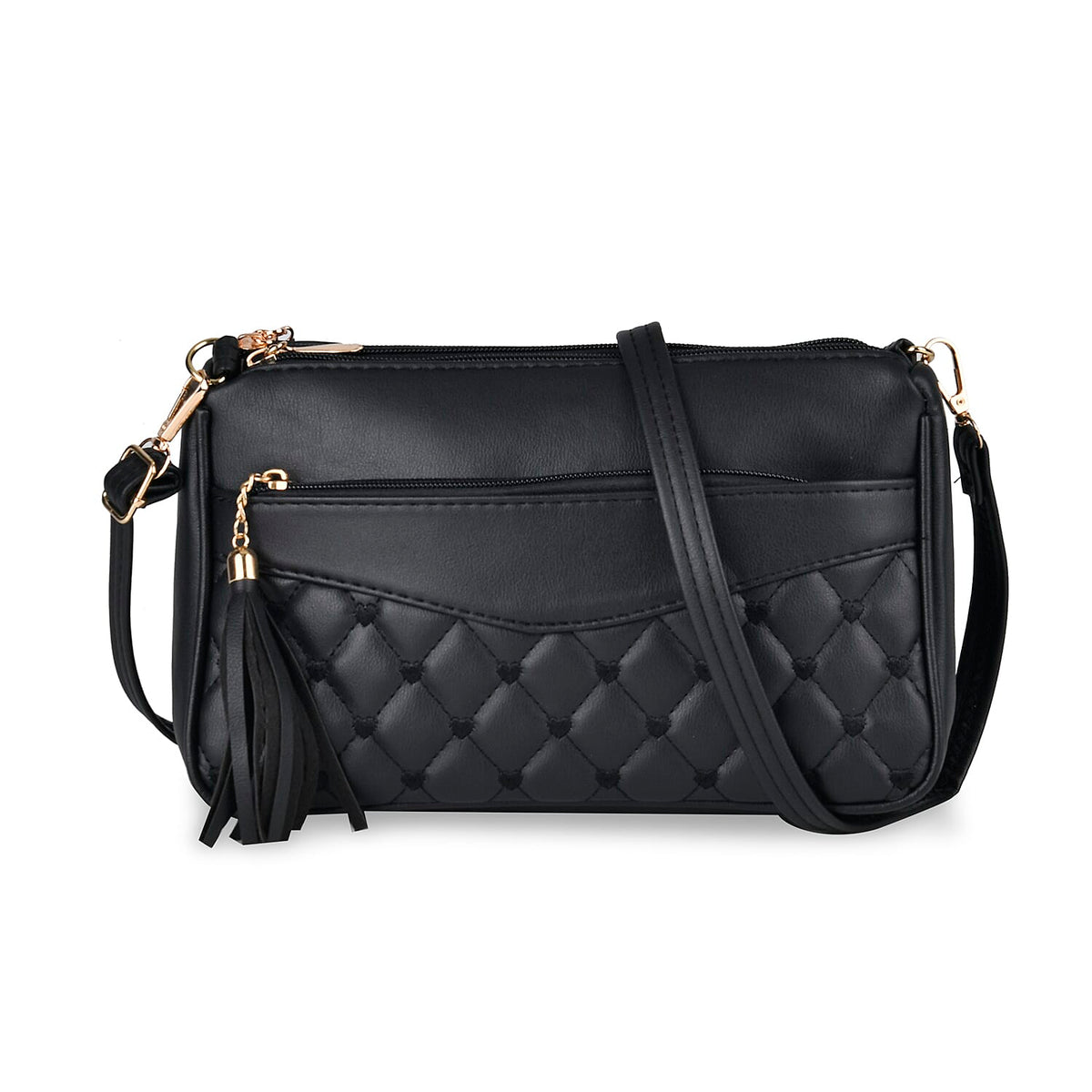 Leatherette Quilted Pattern Crossbody Bag with Adjustable Long Strap 7774988 0