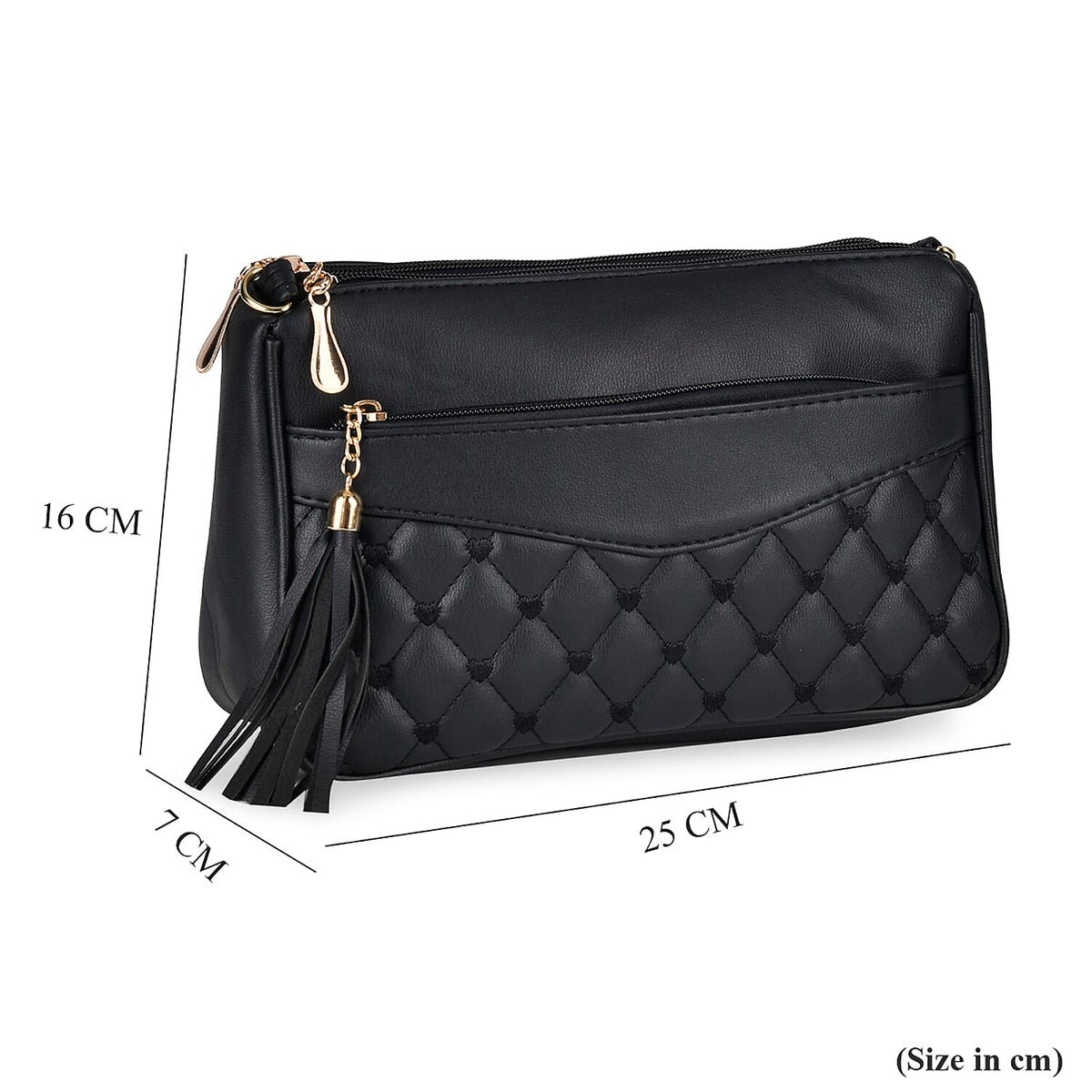 Leatherette Quilted Pattern Crossbody Bag with Adjustable Long Strap 7774988 7