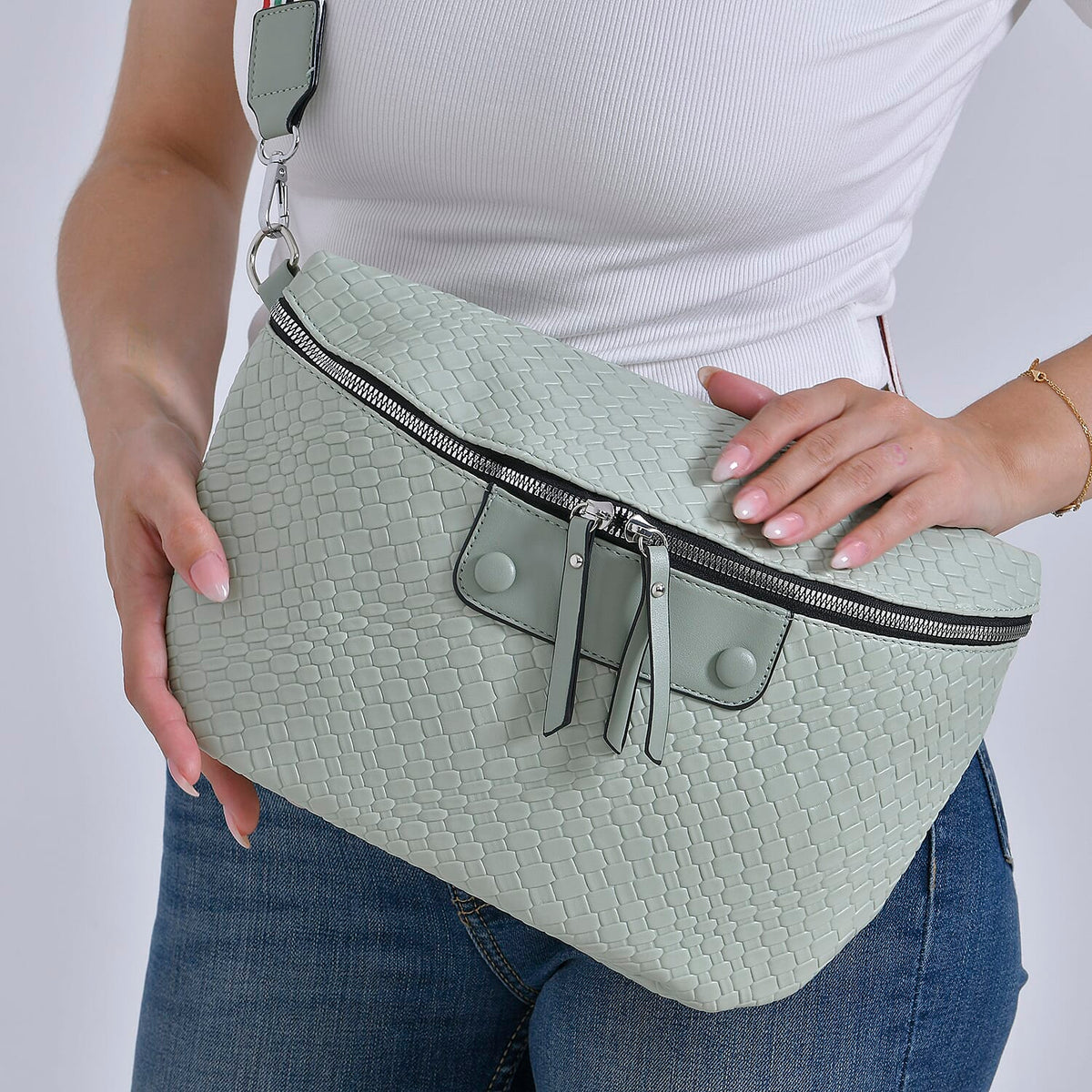 PU Solid Crossbody Bag (Size 33x11x24 cm) - Olive &amp; Brown V32645344 6