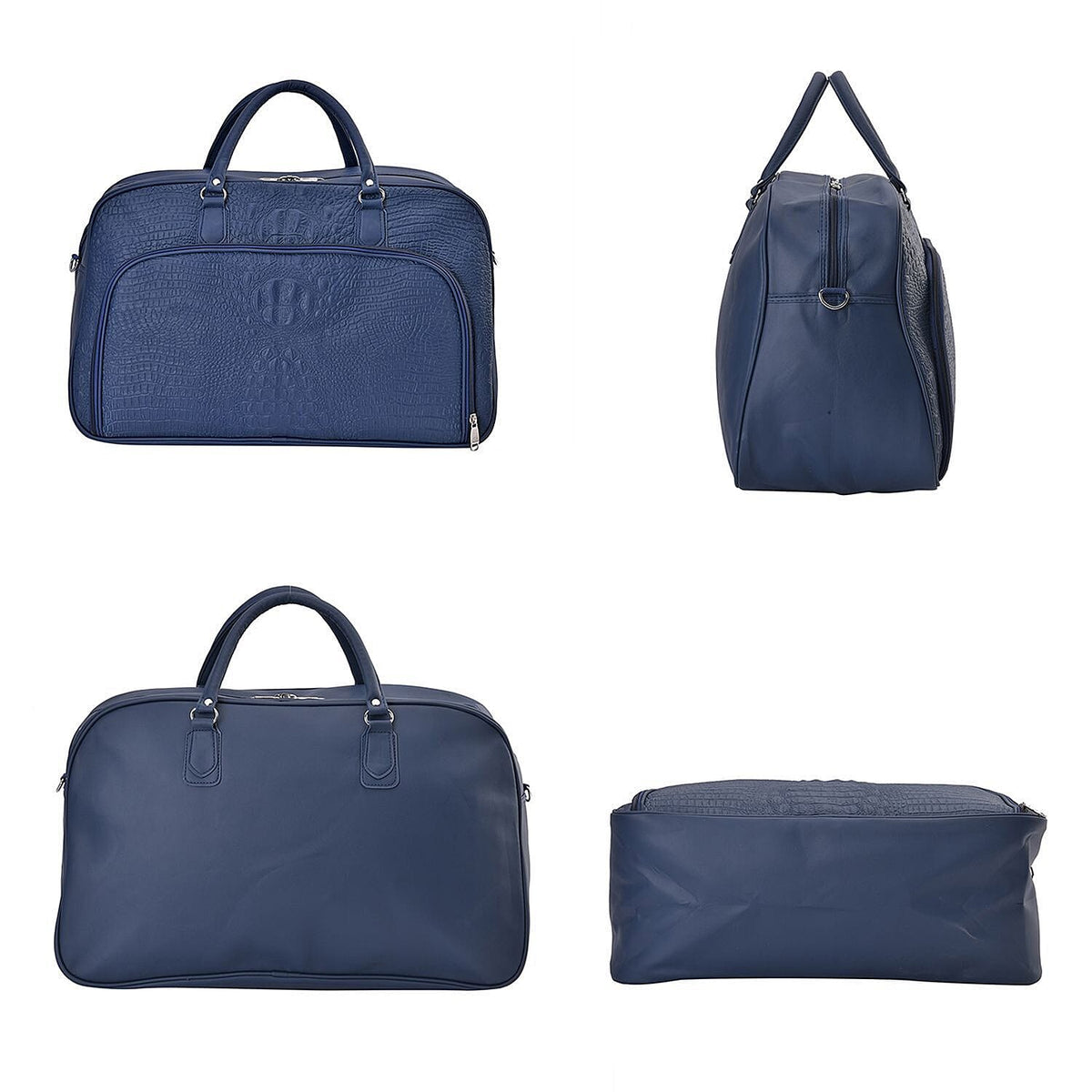 Closeout Deal - Leatherette Croc Embossed Holdall Travel Bag - Navy Blue 7227090 3